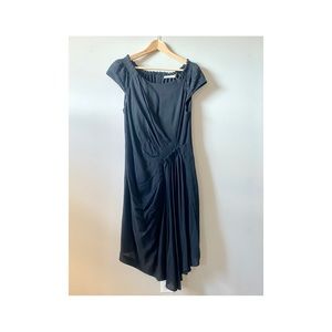 Karen Millen smocked a symmetrical hip draped dress w/ Silver Bead detai…
